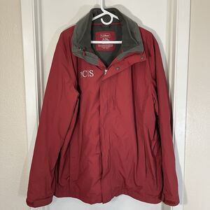 L.L BEAN Red 2 Piece 3 in 1 Jacket Sz XL Tall Hooded Fleece Full Zip Windbreaker